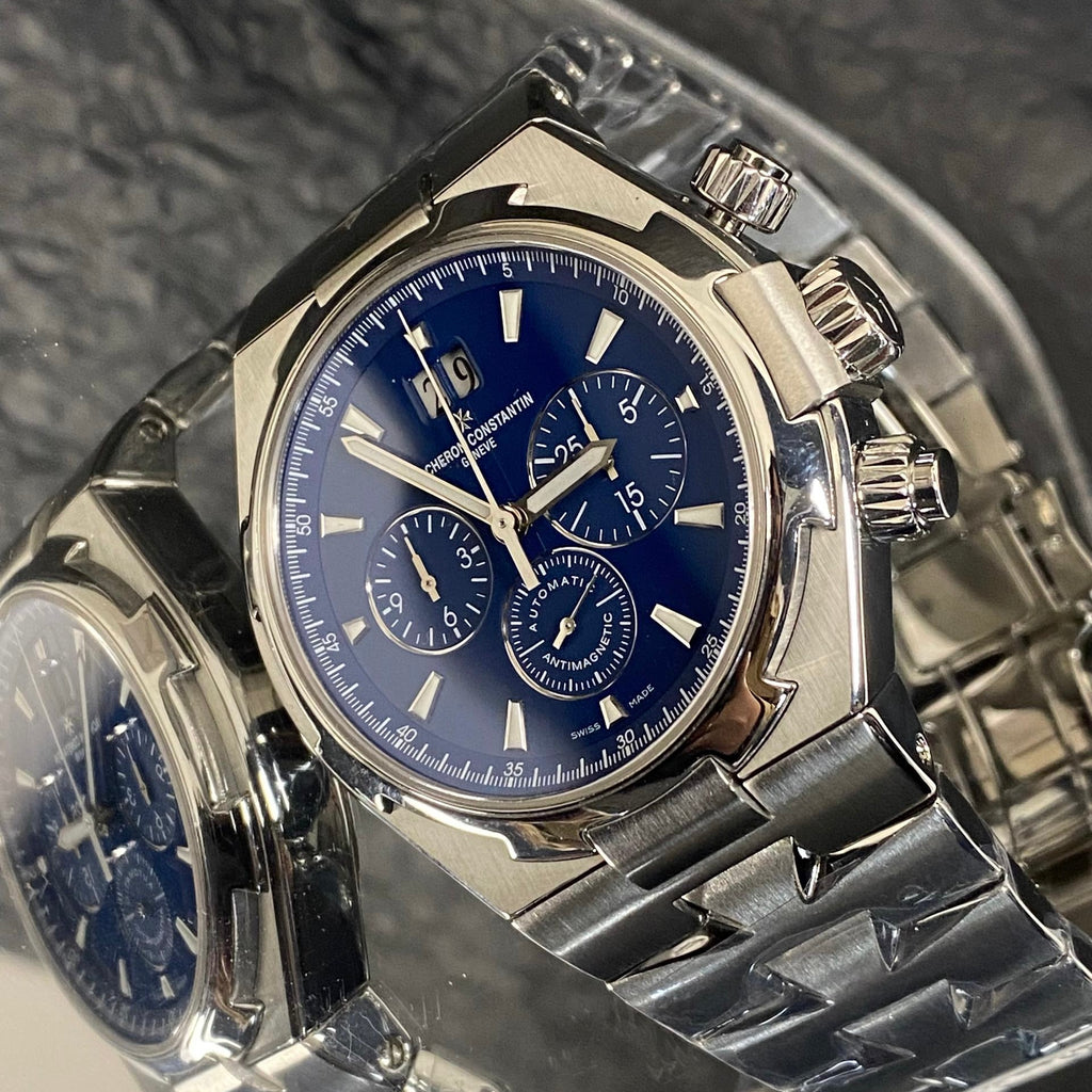 Vacheron Constantin Overseas 49150/B01A-9745 Chronograph Watch (Blue Dial & Steel Bracelet)